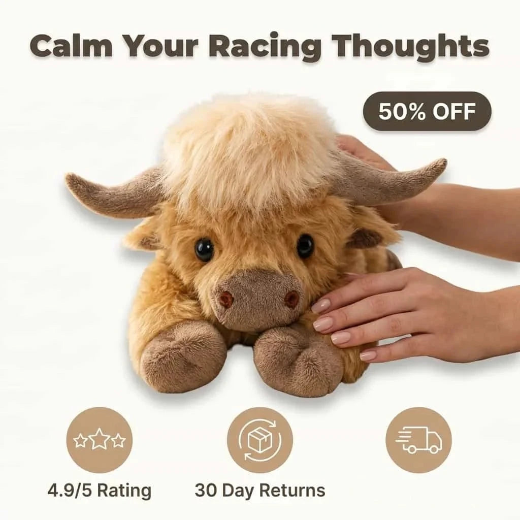 Peluche Vache Highland Anti-Stress – Compagnon Apaisant pour le Sommeil